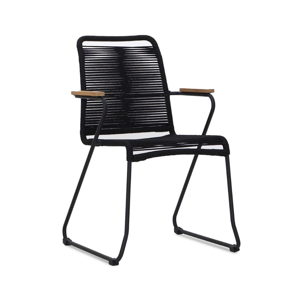 Gladys dining stoel | touw + staal | zwart