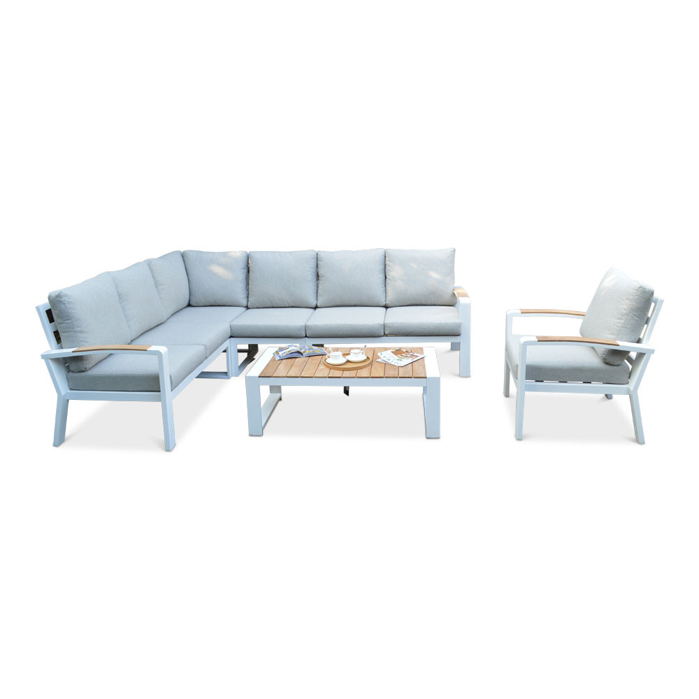 Seattle hoek loungeset incl. stoel 6-delig | aluminium + polywood | zand