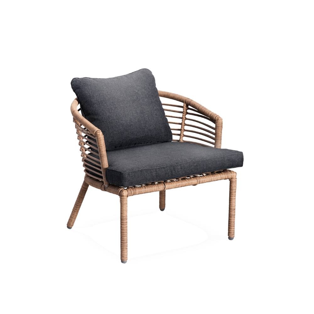 Logan loungestoel tuin | wicker + staal | Bamboo antraciet