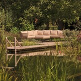 Tulum hoek loungeset 5 personen | rvs + touw | Sahara Dust | 4-delig - 211x211cm