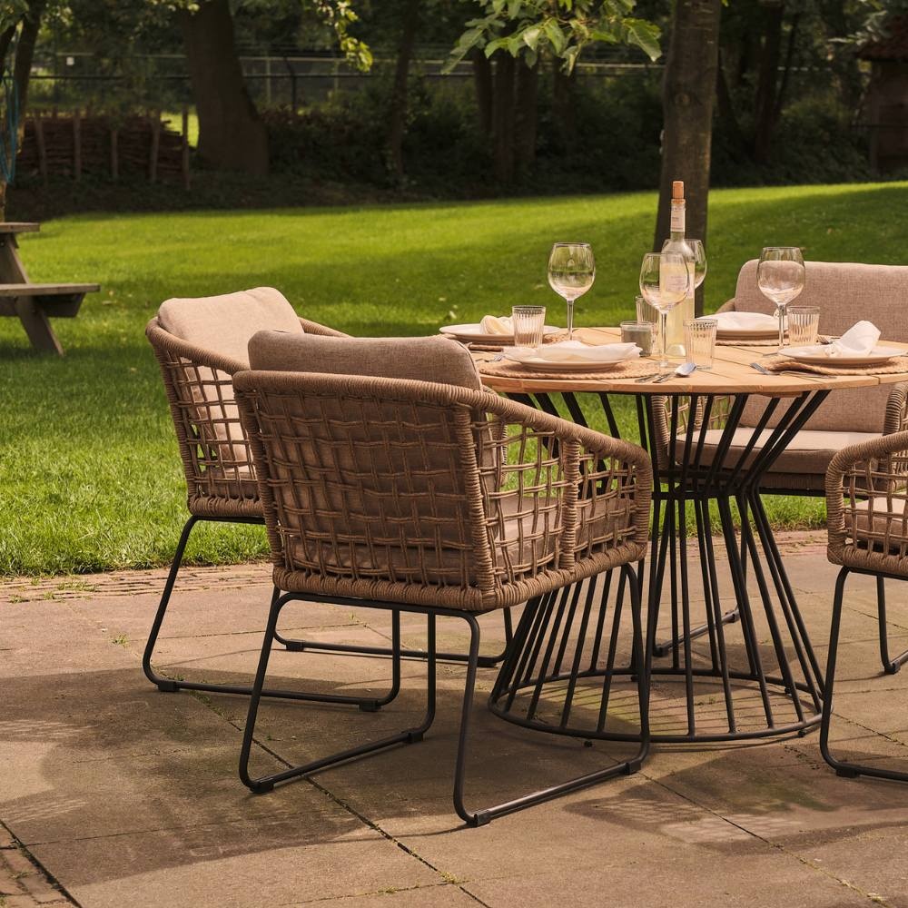 Tulum dining stoel | rvs + touw | Sahara Dust
