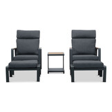 Manhattan lounge balkonset - verstelbaar 2 personen | aluminium + polywood | antraciet | 5-delig