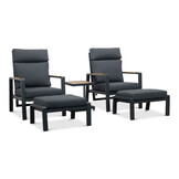 Manhattan lounge balkonset - verstelbaar 2 personen | aluminium + polywood | antraciet | 5-delig