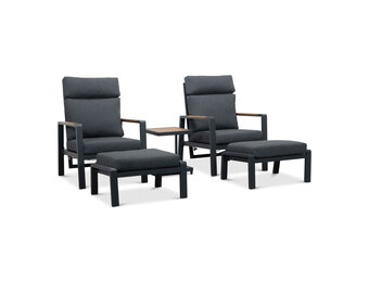 Manhattan lounge balkonset - verstelbaar 2 personen | aluminium + polywood | antraciet | 5-delig