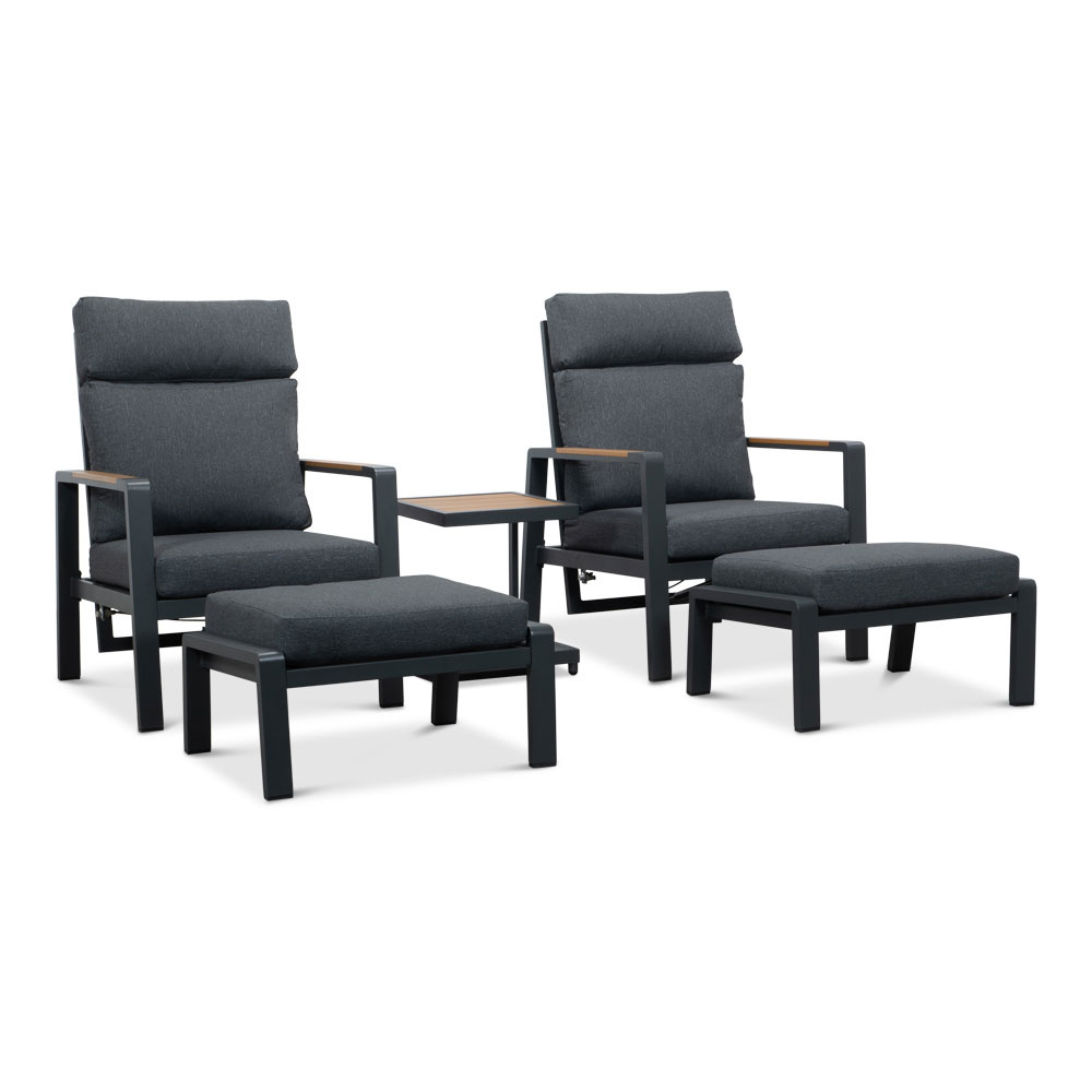 Manhattan lounge balkonset - verstelbaar 2 personen | aluminium + polywood | antraciet | 5-delig