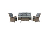 Glasgow stoel-bank loungeset 5 personen | wicker + aluminium | Ash Grey | 4-delig