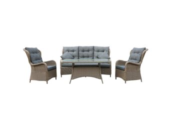 Glasgow stoel-bank loungeset 5 personen | wicker + aluminium | Ash Grey | 4-delig