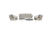 Dakota stoel-bank loungeset 5 personen | aluminium + touw | beige/wit | 5-delig