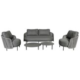 Orly stoel-bank loungeset 4 personen | aluminium | antraciet | 5-delig
