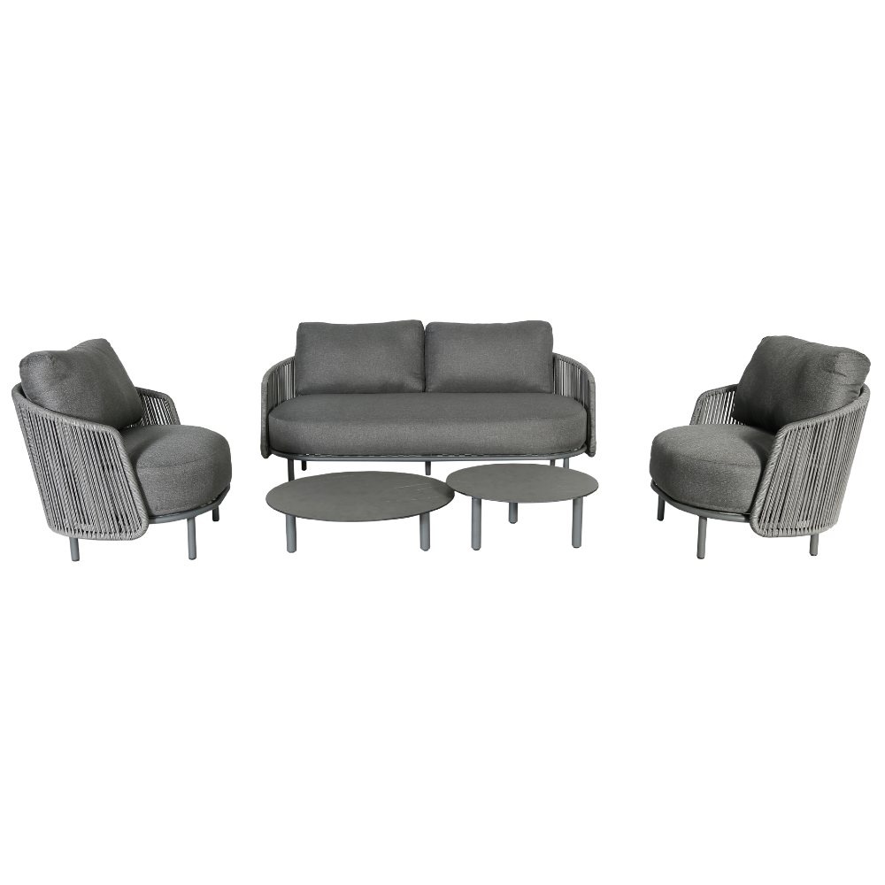 Orly stoel-bank loungeset 4 personen | aluminium | antraciet | 5-delig afbeelding