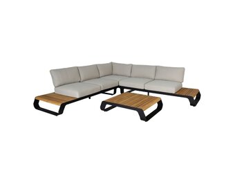Palm Springs hoek loungeset 5 personen | aluminium + hardhout | taupe + Light Teaklook | 4-delig - 267x267cm