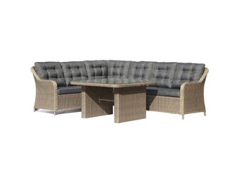 Vermont dining loungeset 6 personen | wicker | Ash Grey | 3-delig - 267x206cm