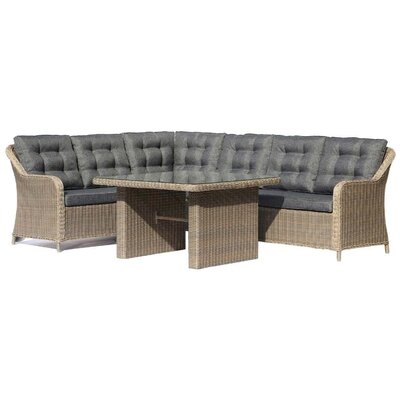 Vermont dining loungeset 6 personen | wicker | Ash Grey | 3-delig - 267x206cm