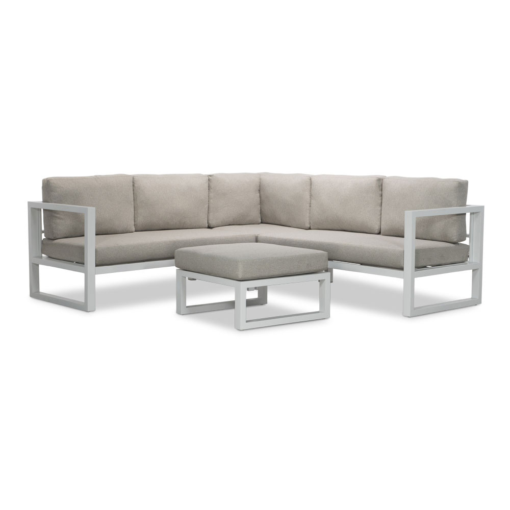 Cordoba hoek loungeset 5 personen | aluminium | wit | 4-delig - 228x228cm afbeelding