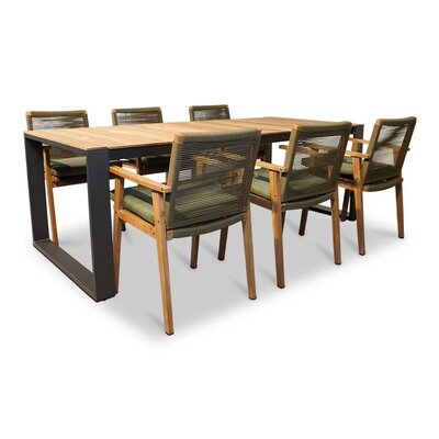 Atlanta/Bergen dining tuinset | 6 personen | teakhout + touw | 218cm
