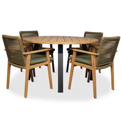 Cork/Bergen dining tuinset | 4 personen | harhout + touw | 130cm
