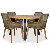 Cork/Padua dining tuinset | 4 personen | hardhout + touw | 130cm