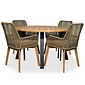 BUITEN living Cork/Padua dining tuinset | 4 personen | hardhout + touw | 130cm