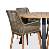 Cork/Padua dining tuinset | 4 personen | hardhout + touw | 130cm