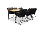 Arezzo/Portofino zwart dining tuinset | 6 personen | polwood + touw | 200cm