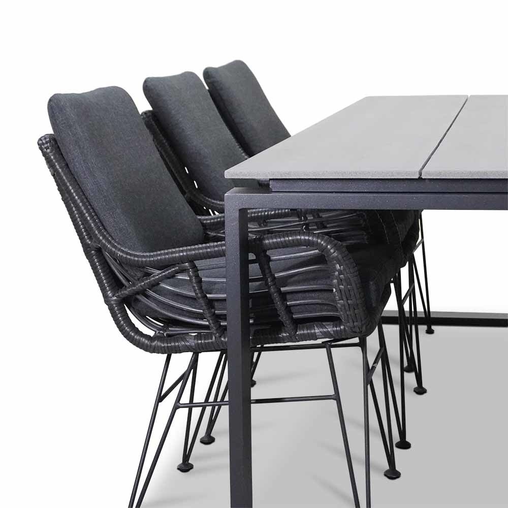 Helsinki Grey/Carlos Charcoal dining tuinset | 6 personen | polywood + wicker | 210cm
