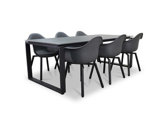 Helsinki Grey/Montreux dining tuinset | 6 personen | polywood + kunststof | 210cm
