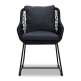 Helsinki Grey/Portofino zwart dining tuinset | 6 personen | polywood + touw | 210cm