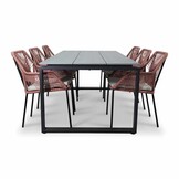 Helsinki Grey/Seville terra dining tuinset | 6 personen | polywood + touw | 210cm
