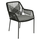 Helsinki Grey/Seville zwart dining tuinset | 6 personen | polywood + touw | 210cm