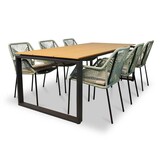 Helsinki Natural/Seville mint dining tuinset | 6 personen | polywood + touw | 210cm