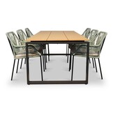 Helsinki Natural/Seville mint dining tuinset | 6 personen | polywood + touw | 210cm