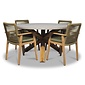 BUITEN living Nancy/Bergen dining tuinset | 4 personen | betonlook + touw | 135cm