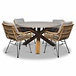 BUITEN living Nancy/Carlos taupe dining tuinset | 4 personen | betonlook + wicker | 135cm