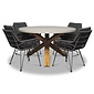 BUITEN living Nancy/Carlos Charcoal dining tuinset | 4 personen | betonlook + wicker | 135cm