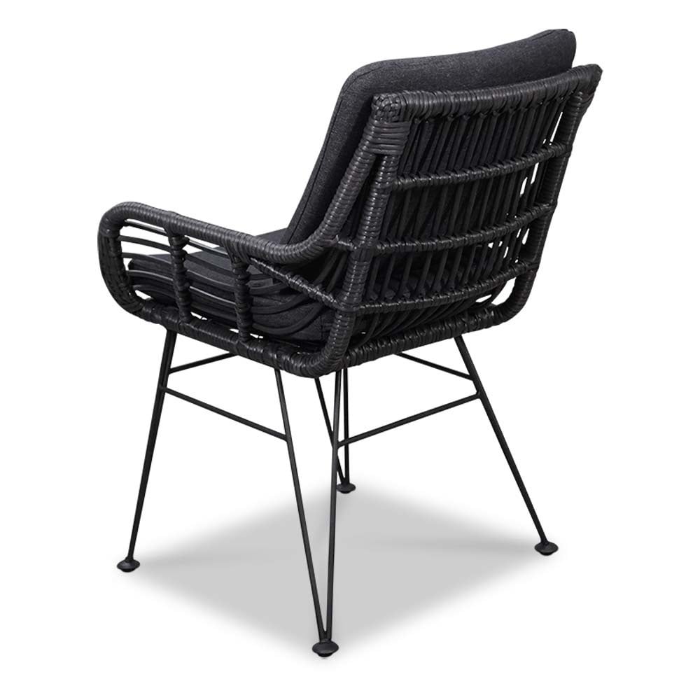 Nancy/Carlos Charcoal dining tuinset | 4 personen | betonlook + wicker | 135cm