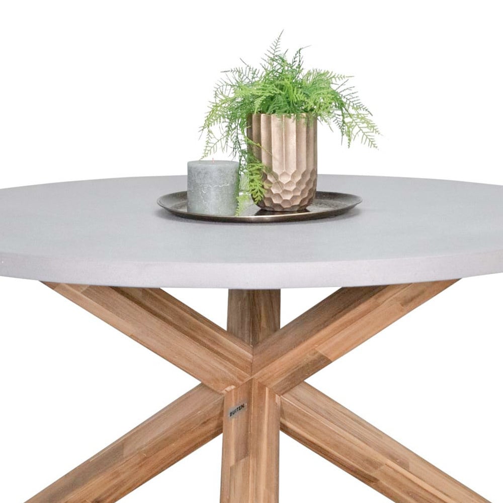 Nancy/Carlos Charcoal dining tuinset | 4 personen | betonlook + wicker | 135cm