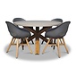 BUITEN living Nancy/Karlstad antraciet dining tuinset | 4 personen | betonlook + kunststof | 135cm