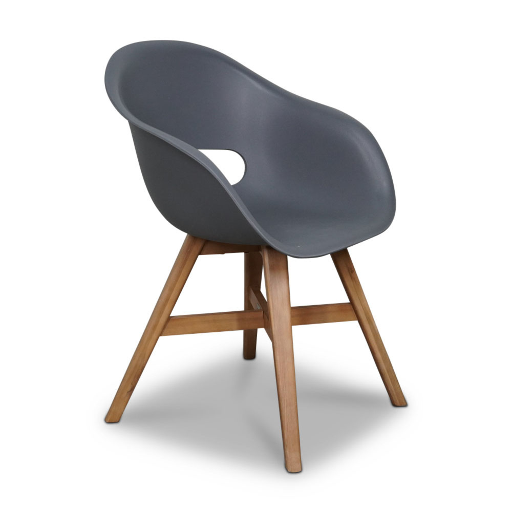 Nancy/Karlstad antraciet dining tuinset | 4 personen | betonlook + kunststof | 135cm