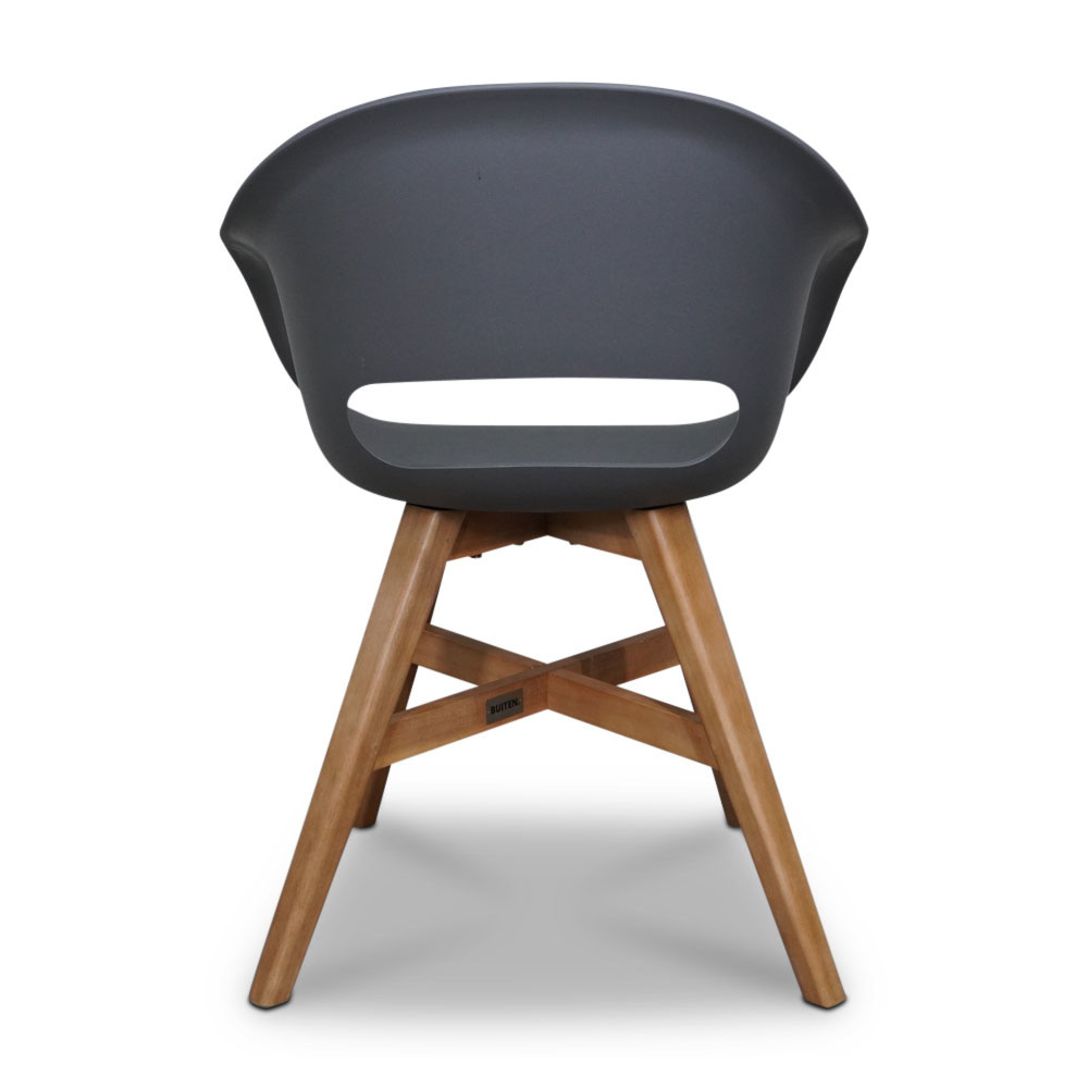 Nancy/Karlstad antraciet dining tuinset | 4 personen | betonlook + kunststof | 135cm