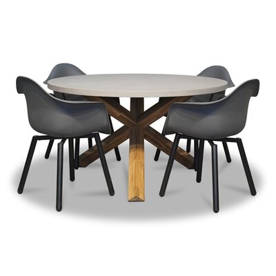 Nancy/Montreux dining tuinset | 4 personen | betonlook + kunststof | 135cm
