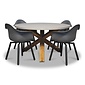 BUITEN living Nancy/Montreux dining tuinset | 4 personen | betonlook + kunststof | 135cm