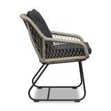 Nancy/Portofino zand dining tuinset | 4 personen | betonlook + touw | 135cm