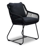 Nancy/Portofino zwart dining tuinset | 4 personen | betonlook + touw | 135cm