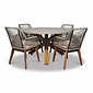 BUITEN living Nancy/Seville zand hout dining tuinset | 4 personen | betonlook + touw | 135cm