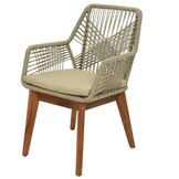 Nancy/Seville zand hout dining tuinset | 4 personen | betonlook + touw | 135cm