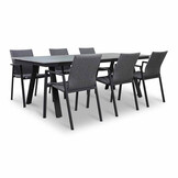 Oslo Grey/Fardau negro dining tuinset | 6 personen | polywood + textileen | 220cm