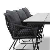 Oslo Grey/Portofino zwart dining tuinset | 6 personen | polywood + touw | 220cm