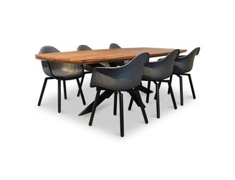 Salo/Montreux dining tuinset | 6 personen | hardhout + kunststof | 240cm