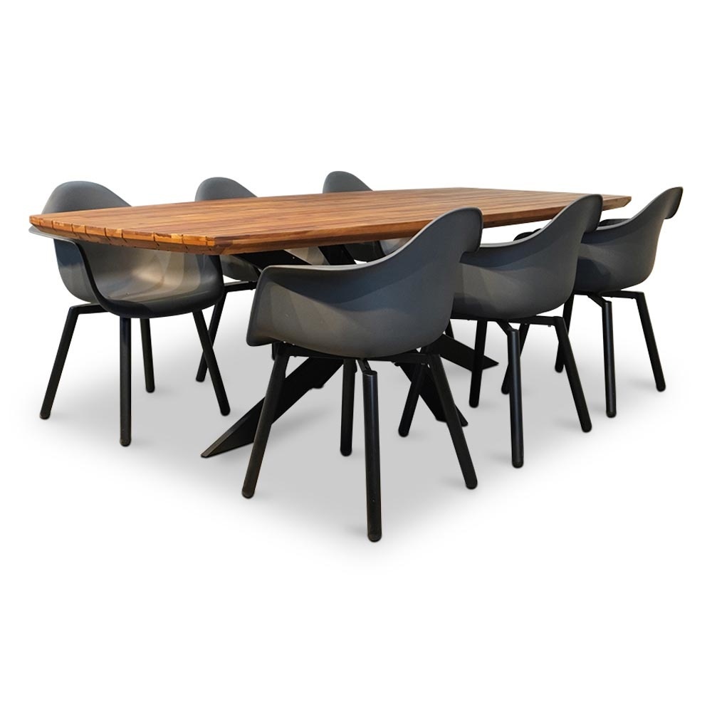 Salo/Montreux dining tuinset | 6 personen | hardhout + kunststof | 240cm afbeelding