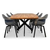 Salo/Montreux dining tuinset | 6 personen | hardhout + kunststof | 240cm